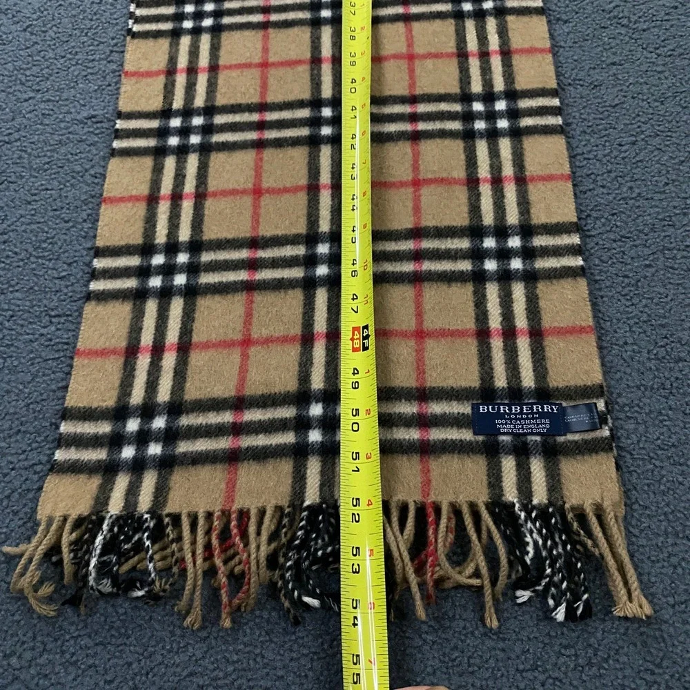 VTG Burberry London 100% Cashmere Scarf Nova Check Plaid Luxury Classic Fringe